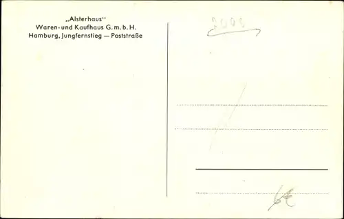 Ak Hamburg Altstadt, Alsterhaus, die Kaufstätte Hamburgs am Jungfernstieg, Poststraße