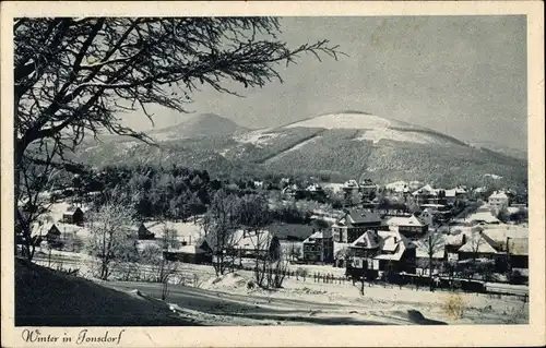 Ak Jonsdorf in Sachsen, Zittauer Gebirge, Winterpanorama, Lausche