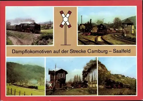 Ak Camburg an der Saale Thüringen, Dampflok auf Strecke Camburg Saalfeld, Saalbahn
