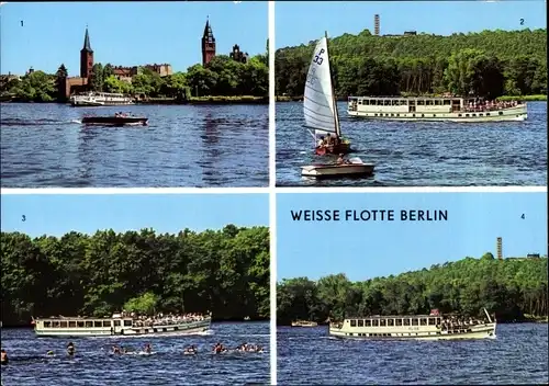 Ak Berlin Köpenick, Weiße Flotte Berlin, Köpenicker Becken, Salonschiff mit Müggelbergen, Langer See