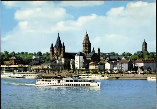 Ak Mainz am Rhein, Rheinpartie, Schiff