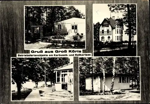 Ak Groß Köris im Kreis Dahme Spreewald, Betriebsferienobjekte am Karbuschsee und Roßkartsee