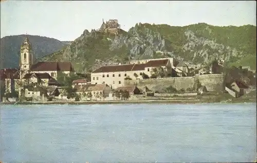 Ak Dürnstein an der Donau Wachau Niederösterreich, Teilansicht mit Burg St. Michael