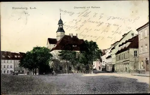 Ak Ronneburg in Thüringen, Obermarkt mit Rathaus