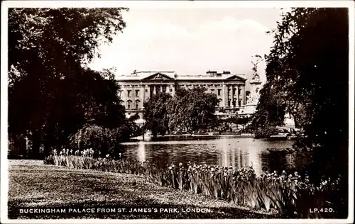 Ak City of Westminster London England, Buckingham Palace, from St. James's Park