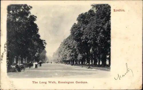 Ak London City England, The Long Walk, Kensington Gardens
