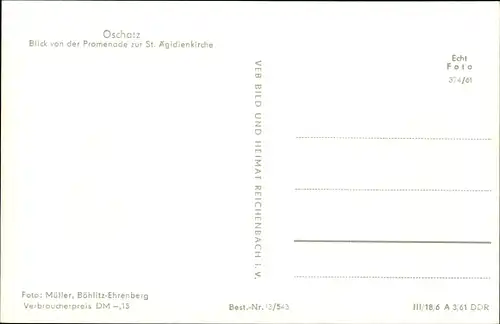 Ak Oschatz in Nordsachsen, Blick von der Promenade zur St. Aegidienkirche