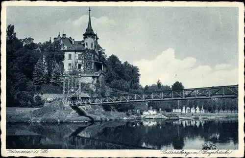 Ak Grimma in Sachsen, Gattersburg mit Hängebrücke