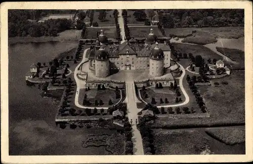 Ak Moritzburg in Sachsen, Jagdschloss, Fliegeraufnahme