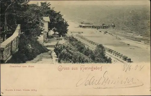 Ak Ostseebad Heringsdorf auf Usedom, Damenbad vom Kulm, Strandkörbe