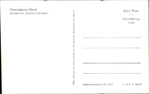 Ak Rheinsberg in der Mark, Sanatorium Helmut Lehmann, Treppe und Flur