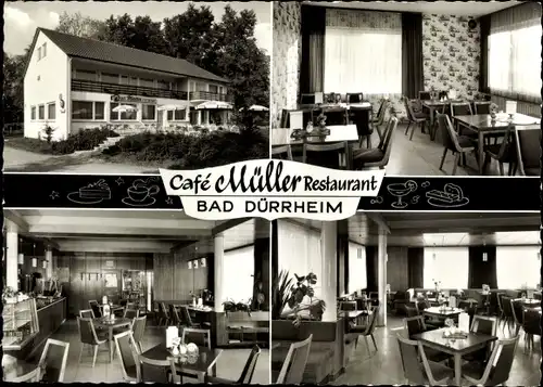 Ak Bad Dürrheim im Schwarzwald, Cafe Müller Restaurant, Speiseraum