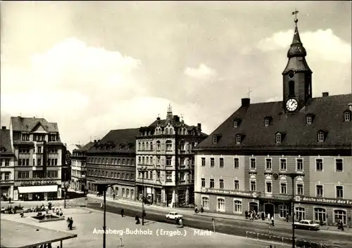 Ak Annaberg Buchholz im Erzgebirge, Markt, Rathaus