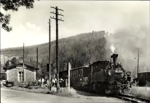 Ak Schmalzgrube Jöhstadt im Erzgebirge Sachsen, Bahnhof, Dampflok Nr 99 599