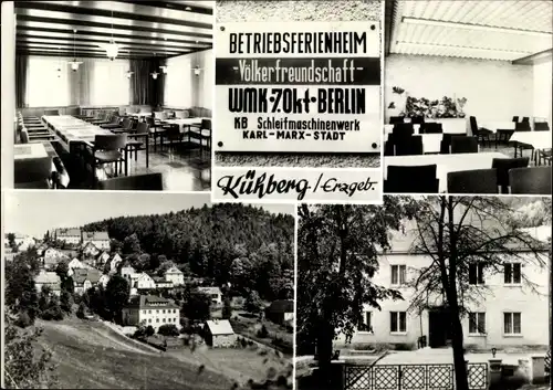 Ak Kühberg Bärenstein im Erzgebirge, Betriebsferienheim Völkerfreundschaft, Speiseraum, Ortsansicht