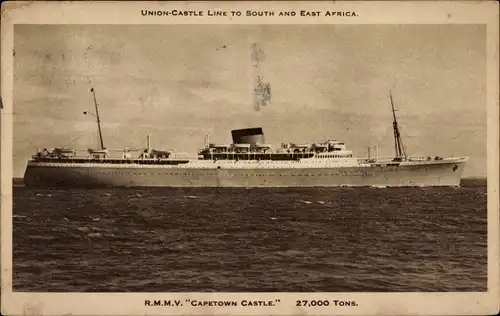 Ak Dampfer Capetown Castle, Union Castle Line