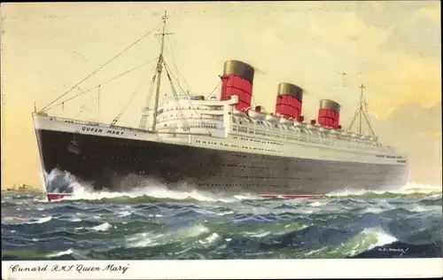 Künstler Ak Dampfer Queen Mary, Cunard Line