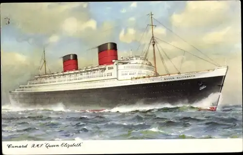 Ak Dampfer RMS Queen Elizabeth, Cunard Line