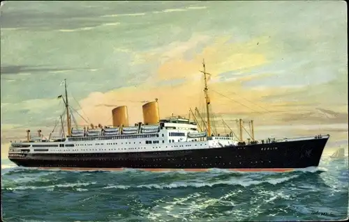 Künstler Ak Dampfer MS Berlin, Norddeutscher Lloyd Bremen, Passagierschiff