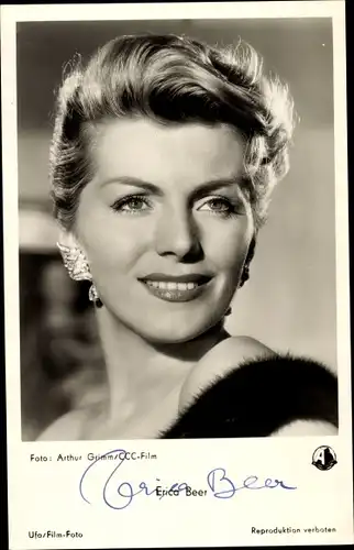 Ak Schauspielerin Erica Beer, Portrait, Autogramm