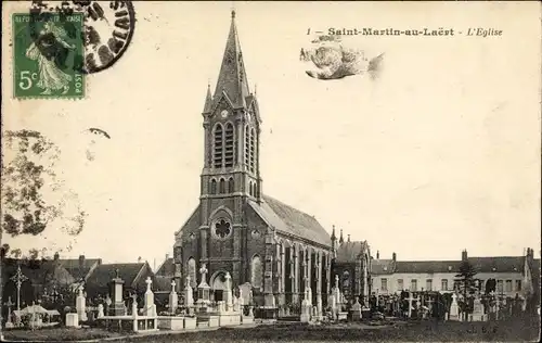 Ak Saint Martin au Lert Pas de Calais, L'Eglise