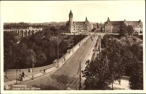 Ak Luxemburg, Avenue und die Adolphe Brücke, Pont Adolphe
