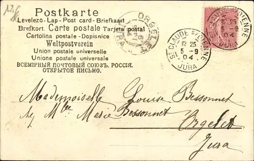 Präge Litho Katze mit Hut