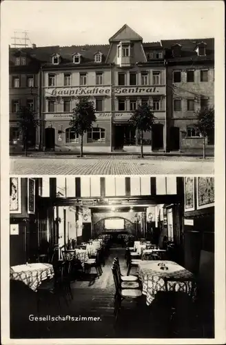 Ak Ronneburg in Thüringen, Hauptkaffee Central, Gesellschaftszimmer, Konditorei, Markt 10/11