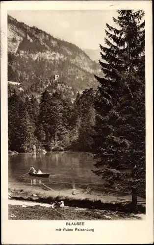 Ak Blausee Mitholz Kandergrund Kanton Bern, mit Ruine Felsenburg