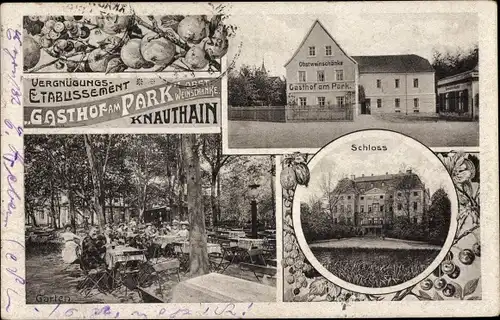 Ak Knauthain Leipzig, Gasthof am Park, Schloss