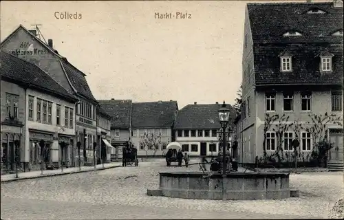 Ak Kölleda in Thüringen, Marktplatz, Hotel Goldenes Kreuz