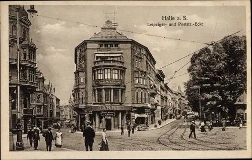 Ak Halle an der Saale, Leipziger- und Poststraße-Ecke