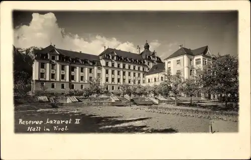 Ak Hall Tirol, Blick auf das Reserve Lazarett, Garten