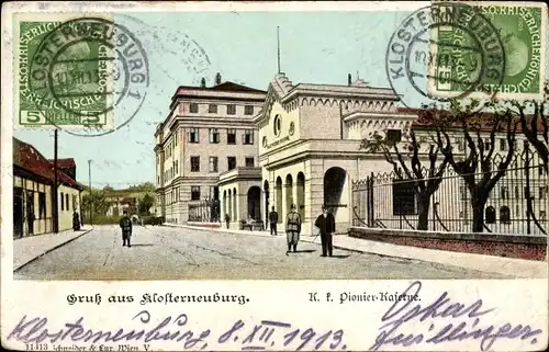 Ak Klosterneuburg in Niederösterreich, K. k. Pionier-Kaserne