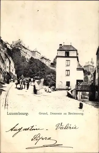 Ak Luxemburg Luxembourg, Grund, Descente au Breitenweg