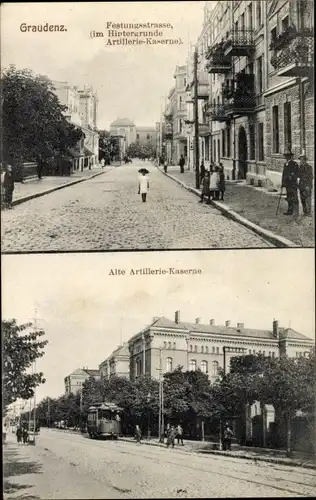 Ak Grudziądz Graudenz Westpreußen, Festungsstraße, Alte Artillerie Kaserne