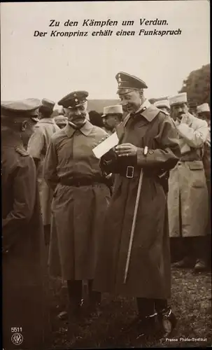 Ak Zu den Kämpfen um Verdun, Der Kronprinz erhält einen Funkspruch, I WK