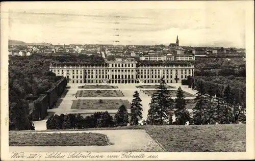 Ak Wien 13 Hietzing Österreich, Schloss Schönbrunn vom Gloriette aus