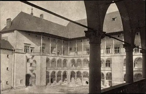 Ak Kraków Krakau Polen, Wawel-Kathedrale, Podworzec arkadowy