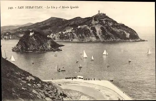 Ak Donostia San Sebastian Baskenland, La Isla y el Monte Igueldo
