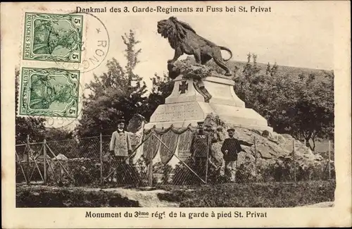 Ak Saint Privat la Montagne Sankt Privat Moselle, Denkmal des 3. Garde-Regiments zu Fuss