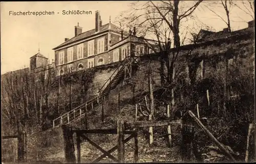 Ak Fischertreppchen Somme, Blick auf das Schlösschen