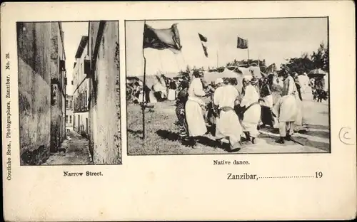 Ak Zanzibar Sansibar Tansania, Narrow Street, native dance