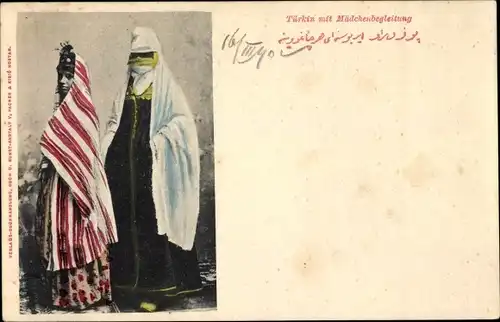Ak Türkin mit Mädchenbegleitung, verschleierte Frau