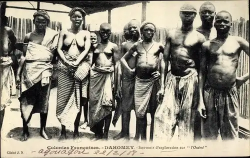 Ak Dahomey Benin, Afrikaner, Einheimische, Gruppenbild