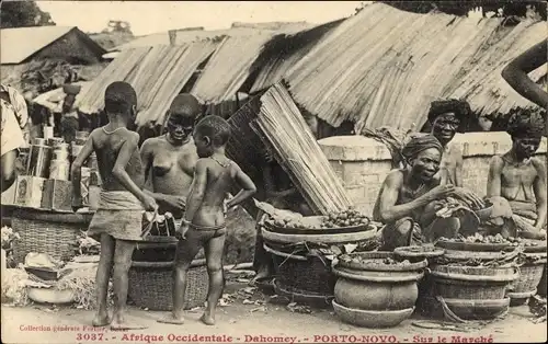 Ak Porto Novo Dahomey Benin, Afrique Occidentale Francaise, Un Marché Indigene, Marktplatz