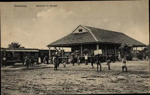 Ak Quidah Dahomey Benin, Bahnhof, Eisenbahn, Afrikaner