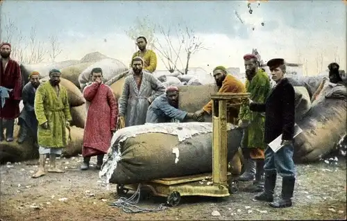 Ak Baumwollhändler in Russisch-Zentralasien