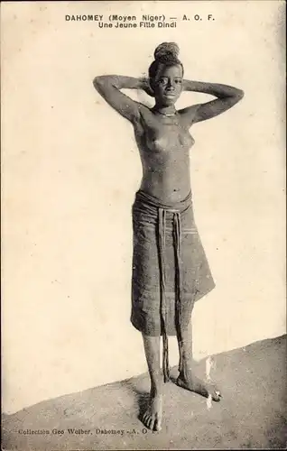 Ak Dahomey Benin, Une Jeune Fille Dini, Busen