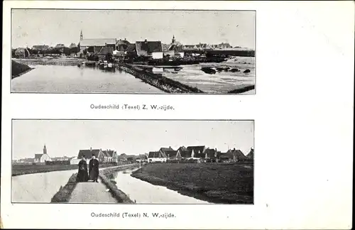 Ak Oude Schild Oudeschild Texel Nordholland Niederlande, Teilansichten